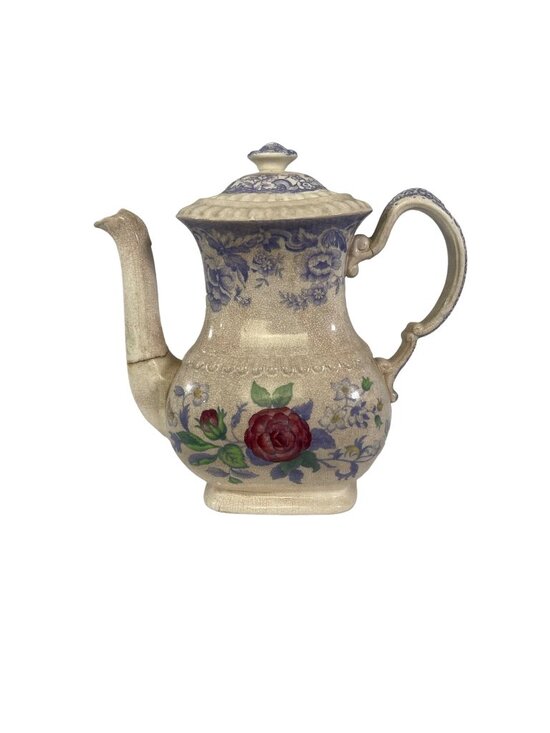 Copeland Spode Other - VTG Copeland SPODE Mayflower Coffee or Tea Pot Lavender British Flowers Damaged